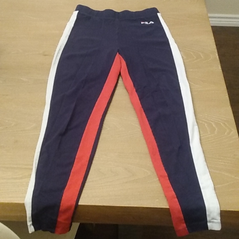 Fila leggings with red and white stripes